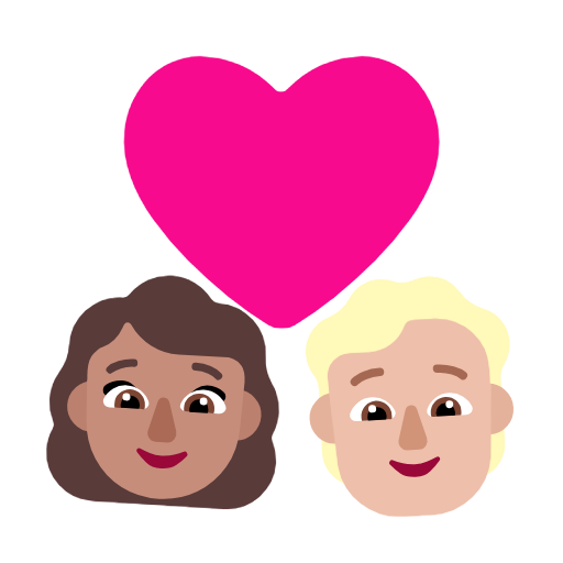 Casal com coração: mulher, pessoa, tom de pele médio, tom de pele médio-claro para Microsoft Windows 11 24H2 August 2025 Update