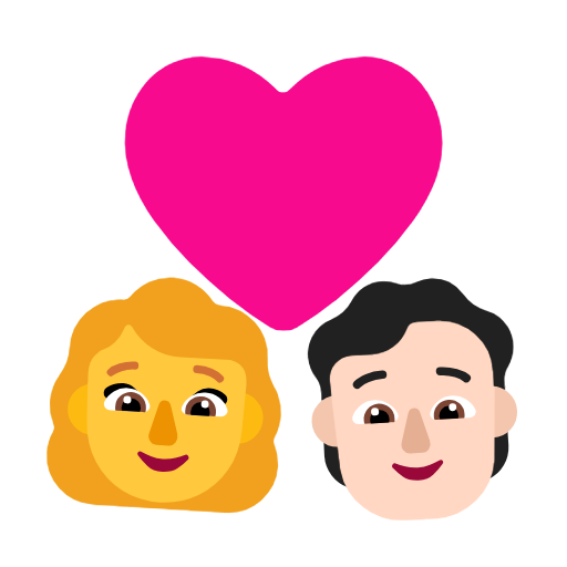 Пара з серцем: жінка, людина, без тону шкіри, світлий тон шкіри для Microsoft Windows 11 24H2 August 2025 Update