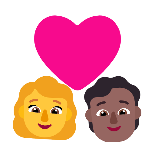 Пара з серцем: жінка, людина, без тону шкіри, середньо-темний тон шкіри для Microsoft Windows 11 24H2 August 2025 Update