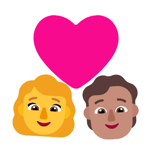 Casal com coração: mulher, pessoa, sem tom de pele, tom de pele médio para Microsoft Windows 11 24H2 August 2025 Update
