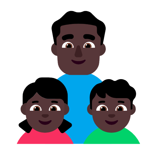 Сім'я-чоловік: темний тон шкіри, дівчинка: темний тон шкіри, хлопчик: темний тон шкіри для Microsoft Windows 11 24H2 August 2025 Update