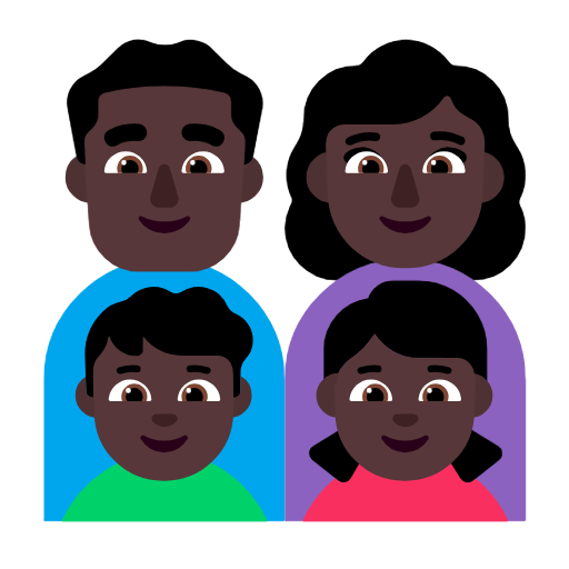 Família - Homem: Tom de pele escuro, Mulher: Tom de pele escuro, Menino: Tom de pele escuro, Menina: Tom de pele escuro para Microsoft Windows 11 24H2 August 2025 Update