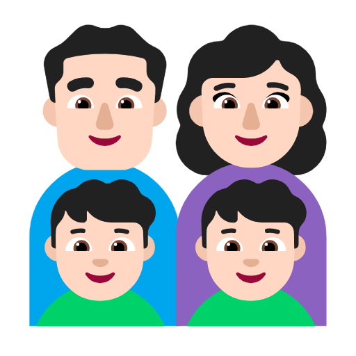 Family - Man: Light Skin Tone, Woman: Light Skin Tone, Boy: Light Skin Tone, Boy: Light Skin Tone Microsoft Windows 11 24H2 August 2025 Update के लिए