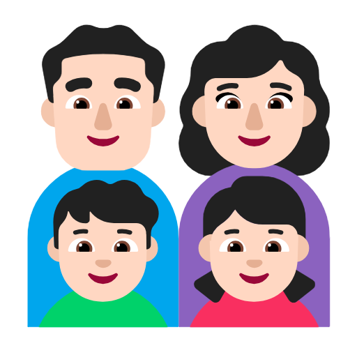 Сім'я-чоловік: світлий тон шкіри, жінка: світлий тон шкіри, хлопчик: світлий тон шкіри, дівчинка: світлий тон шкіри для Microsoft Windows 11 24H2 August 2025 Update