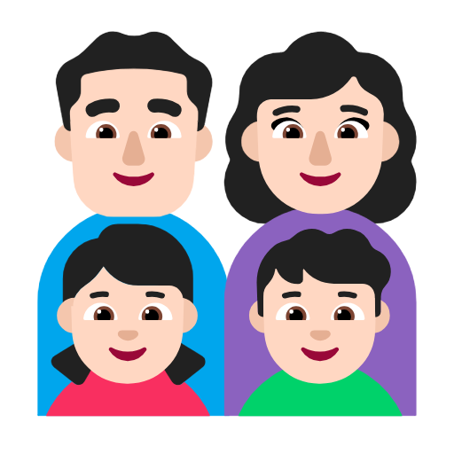 Сім'я-чоловік: світлий тон шкіри, жінка: світлий тон шкіри, дівчинка: світлий тон шкіри, хлопчик: світлий тон шкіри для Microsoft Windows 11 24H2 August 2025 Update