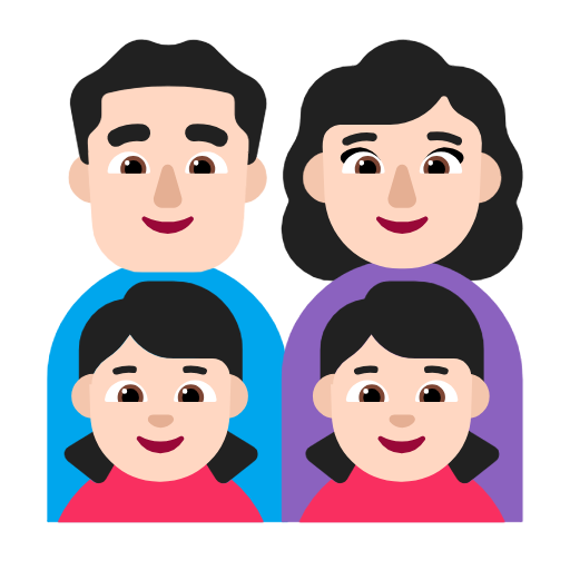 Família - Homem: Tom de pele claro, Mulher: Tom de pele claro, Menina: Tom de pele claro, Menina: Tom de pele claro para Microsoft Windows 11 24H2 August 2025 Update