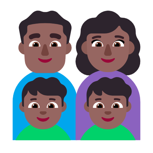 Família - Homem: Tom de pele médio-escuro, Mulher: Tom de pele médio-escuro, Menino: Tom de pele médio-escuro, Menino: Tom de pele médio-escuro para Microsoft Windows 11 24H2 August 2025 Update