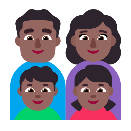 Сім'я-чоловік: середньо-темний тон шкіри, жінка: середньо-темний тон шкіри, хлопчик: середньо-темний тон шкіри, дівчинка: середньо-темний тон шкіри для Microsoft Windows 11 24H2 August 2025 Update