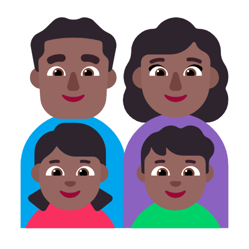 Família - Homem: Tom de pele médio-escuro, Mulher: Tom de pele médio-escuro, Menina: Tom de pele médio-escuro, Menino: Tom de pele médio-escuro para Microsoft Windows 11 24H2 August 2025 Update