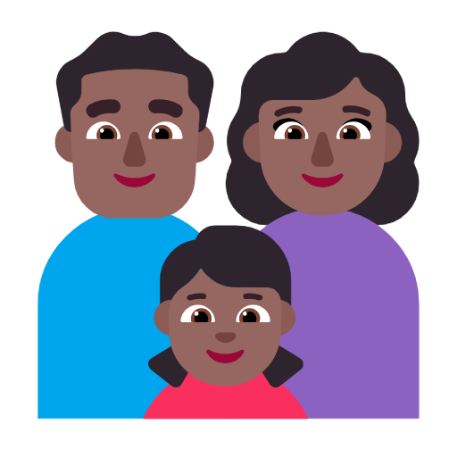 Сім'я-чоловік: середньо-темний тон шкіри, жінка: середньо-темний тон шкіри, дівчинка: середньо-темний тон шкіри для Microsoft Windows 11 24H2 August 2025 Update