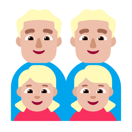 Сім'я-чоловік: середньо-світлий тон шкіри, чоловік: середньо-світлий тон шкіри, дівчина: середньо-світлий тон шкіри, дівчина: середньо-світлий тон шкіри для Microsoft Windows 11 24H2 August 2025 Update