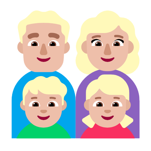 Família - Homem: Tom de pele médio-claro, Mulher: Tom de pele médio-claro, Menino: Tom de pele médio-claro, Menina: Tom de pele médio-claro para Microsoft Windows 11 24H2 August 2025 Update