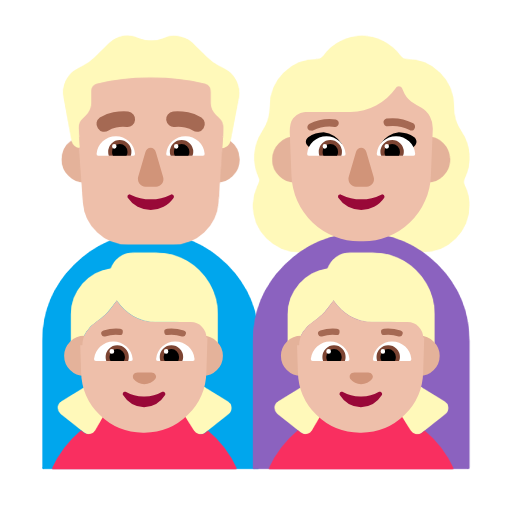 Família - Homem: Tom de pele médio-claro, Mulher: Tom de pele médio-claro, Menina: Tom de pele médio-claro, Menina: Tom de pele médio-claro para Microsoft Windows 11 24H2 August 2025 Update