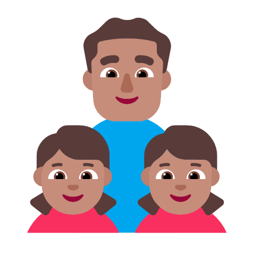 Família - Homem: Tom de pele médio, Menina: Tom de pele médio, Menina: Tom de pele médio para Microsoft Windows 11 24H2 August 2025 Update
