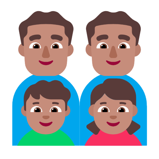 Сім'я-чоловік: середній тон шкіри, чоловік: середній тон шкіри, хлопчик: середній тон шкіри, дівчинка: середній тон шкіри для Microsoft Windows 11 24H2 August 2025 Update