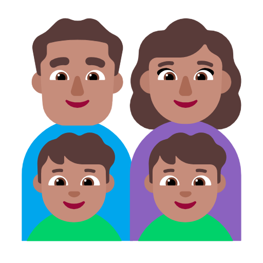 Сім'я-чоловік: середній тон шкіри, жінка: середній тон шкіри, хлопчик: середній тон шкіри, хлопчик: середній тон шкіри для Microsoft Windows 11 24H2 August 2025 Update