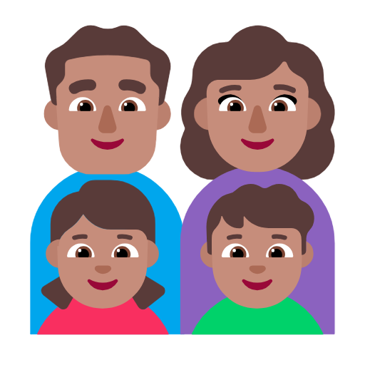 Сім'я-чоловік: середній тон шкіри, жінка: середній тон шкіри, дівчинка: середній тон шкіри, хлопчик: середній тон шкіри для Microsoft Windows 11 24H2 August 2025 Update