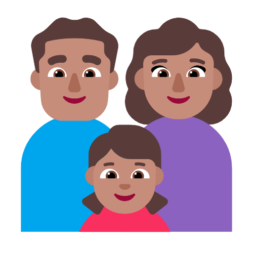 Família - Homem: Tom de pele médio, Mulher: Tom de pele médio, Menina: Tom de pele médio para Microsoft Windows 11 24H2 August 2025 Update