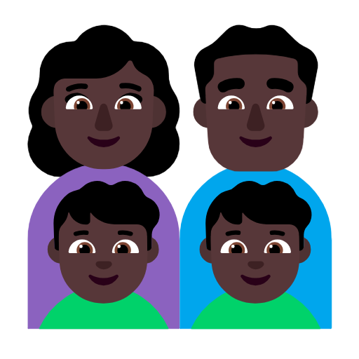 Сім'я-жінка: темний тон шкіри, чоловік: темний тон шкіри, хлопчик: темний тон шкіри, хлопчик: темний тон шкіри для Microsoft Windows 11 24H2 August 2025 Update