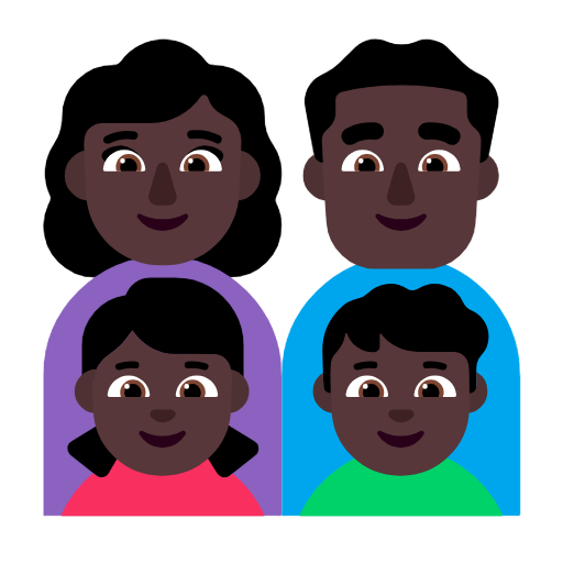 Família - Mulher: Tom de pele escuro, Homem: Tom de pele escuro, Menina: Tom de pele escuro, Menino: Tom de pele escuro para Microsoft Windows 11 24H2 August 2025 Update