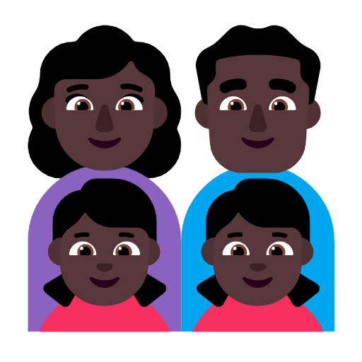 Família - Mulher: Tom de pele escuro, Homem: Tom de pele escuro, Menina: Tom de pele escuro, Menina: Tom de pele escuro para Microsoft Windows 11 24H2 August 2025 Update