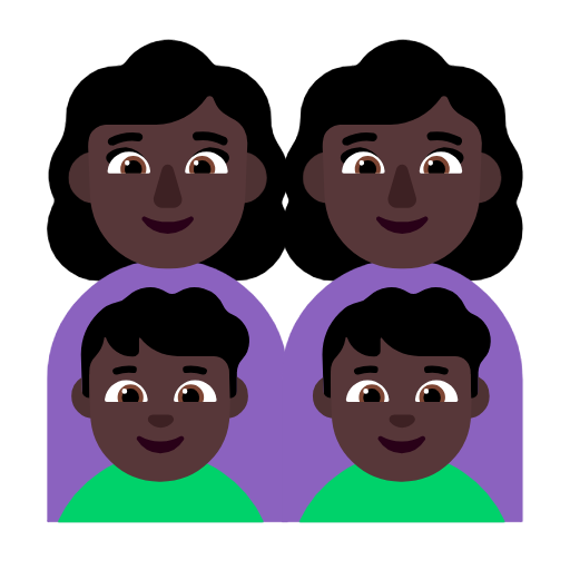 Família - Mulher: Tom de pele escuro, Mulher: Tom de pele escuro, Menino: Tom de pele escuro, Menino: Tom de pele escuro para Microsoft Windows 11 24H2 August 2025 Update