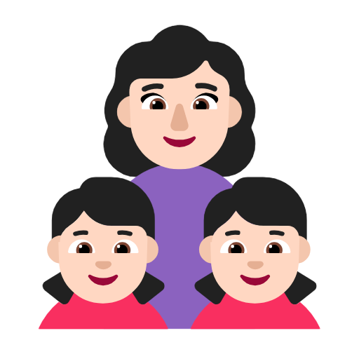 Family - Woman: Light Skin Tone, Girl: Light Skin Tone, Girl: Light Skin Tone Microsoft Windows 11 24H2 August 2025 Update के लिए