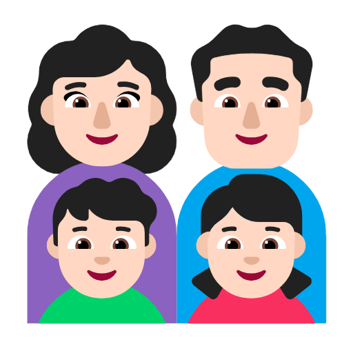 Сім'я-жінка: світлий тон шкіри, чоловік: світлий тон шкіри, хлопчик: світлий тон шкіри, дівчинка: світлий тон шкіри для Microsoft Windows 11 24H2 August 2025 Update