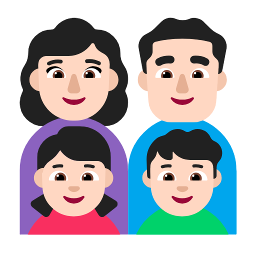 Сім'я-жінка: світлий тон шкіри, чоловік: світлий тон шкіри, дівчинка: світлий тон шкіри, хлопчик: світлий тон шкіри для Microsoft Windows 11 24H2 August 2025 Update