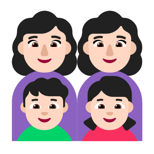 Сім'я-жінка: світлий тон шкіри, жінка: світлий тон шкіри, хлопчик: світлий тон шкіри, дівчинка: світлий тон шкіри для Microsoft Windows 11 24H2 August 2025 Update