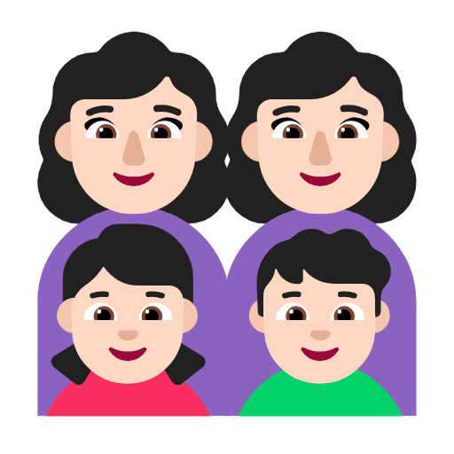 Family - Woman: Light Skin Tone, Woman: Light Skin Tone, Girl: Light Skin Tone, Boy: Light Skin Tone Microsoft Windows 11 24H2 August 2025 Update के लिए