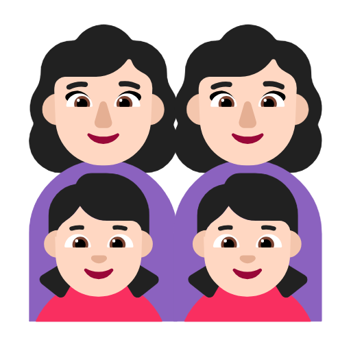 Сім'я-жінка: світлий відтінок шкіри, жінка: світлий відтінок шкіри, дівчинка: світлий відтінок шкіри, дівчинка: світлий відтінок шкіри для Microsoft Windows 11 24H2 August 2025 Update