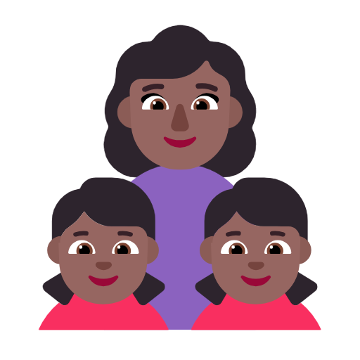 Сім'я-жінка: середньо-темний тон шкіри, дівчинка: середньо-темний тон шкіри, дівчинка: середньо-темний тон шкіри для Microsoft Windows 11 24H2 August 2025 Update