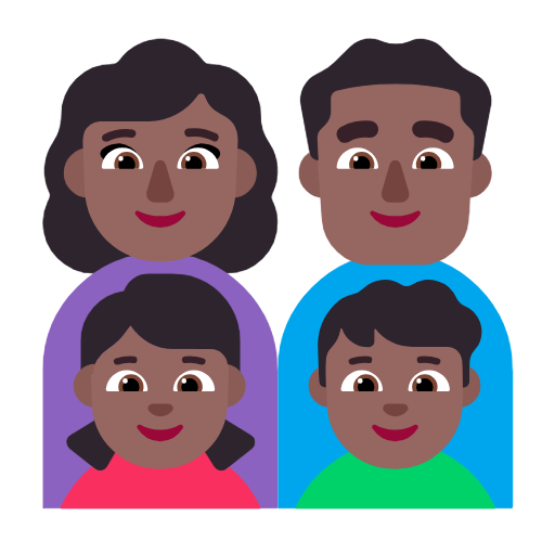 Сім'я-жінка: середньо-темний тон шкіри, чоловік: середньо-темний тон шкіри, дівчинка: середньо-темний тон шкіри, хлопчик: середньо-темний тон шкіри для Microsoft Windows 11 24H2 August 2025 Update