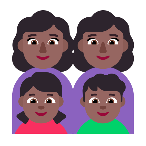 Сім'я-жінка: середньо-темний тон шкіри, жінка: середньо-темний тон шкіри, дівчинка: середньо-темний тон шкіри, хлопчик: середньо-темний тон шкіри для Microsoft Windows 11 24H2 August 2025 Update