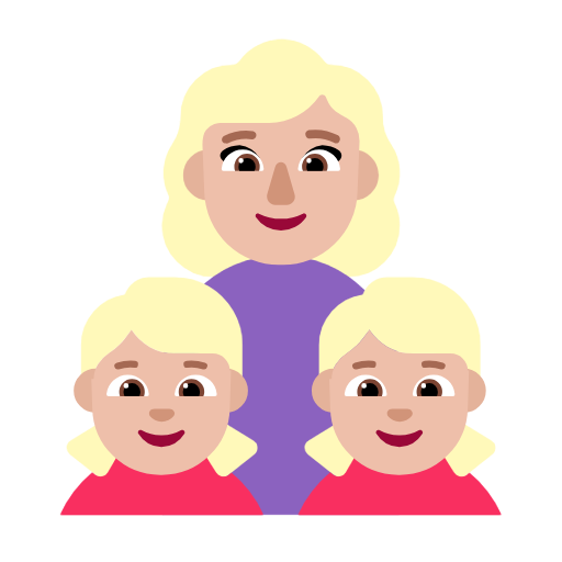 Сім'я-жінка: середньо-світлий тон шкіри, дівчинка: середньо-світлий тон шкіри, дівчинка: середньо-світлий тон шкіри для Microsoft Windows 11 24H2 August 2025 Update