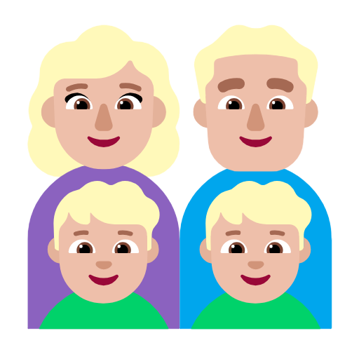 Сім'я-жінка: середньо-світлий тон шкіри, чоловік: середньо-світлий тон шкіри, хлопчик: середньо-світлий тон шкіри, хлопчик: середньо-світлий тон шкіри для Microsoft Windows 11 24H2 August 2025 Update