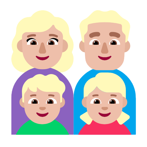 Сім'я-жінка: середньо-світлий тон шкіри, чоловік: середньо-світлий тон шкіри, хлопчик: середньо-світлий тон шкіри, дівчинка: середньо-світлий тон шкіри для Microsoft Windows 11 24H2 August 2025 Update