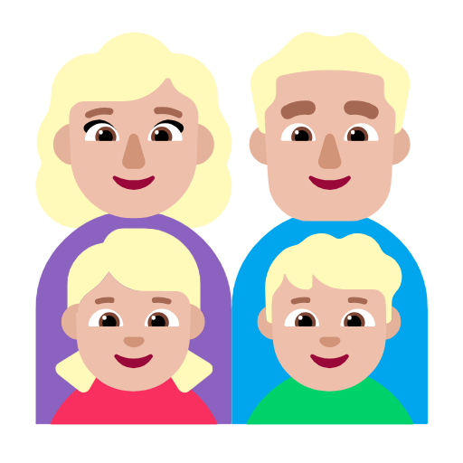 Сім'я-жінка: середньо-світлий тон шкіри, чоловік: середньо-світлий тон шкіри, дівчинка: середньо-світлий тон шкіри, хлопчик: середньо-світлий тон шкіри для Microsoft Windows 11 24H2 August 2025 Update