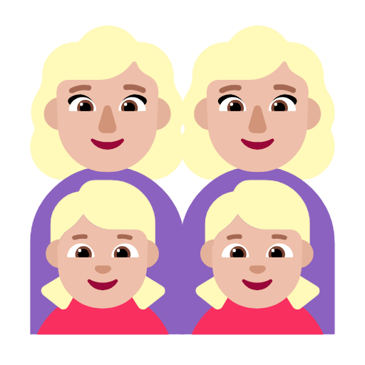 Família - Mulher: Tom de pele médio-claro, Mulher: Tom de pele médio-claro, Menina: Tom de pele médio-claro, Menina: Tom de pele médio-claro para Microsoft Windows 11 24H2 August 2025 Update