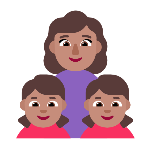 Família - Mulher: Tom de pele médio, Menina: Tom de pele médio, Menina: Tom de pele médio para Microsoft Windows 11 24H2 August 2025 Update