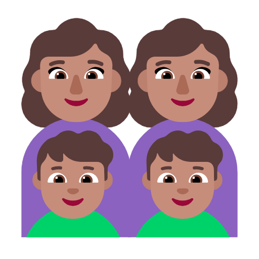 Сім'я-жінка: середній тон шкіри, жінка: середній тон шкіри, хлопчик: середній тон шкіри, хлопчик: середній тон шкіри для Microsoft Windows 11 24H2 August 2025 Update