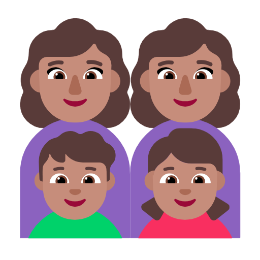 Família - Mulher: Tom de pele médio, Mulher: Tom de pele médio, Menino: Tom de pele médio, Menina: Tom de pele médio para Microsoft Windows 11 24H2 August 2025 Update