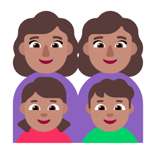 Сім'я-жінка: середній тон шкіри, жінка: середній тон шкіри, дівчинка: середній тон шкіри, хлопчик: середній тон шкіри для Microsoft Windows 11 24H2 August 2025 Update