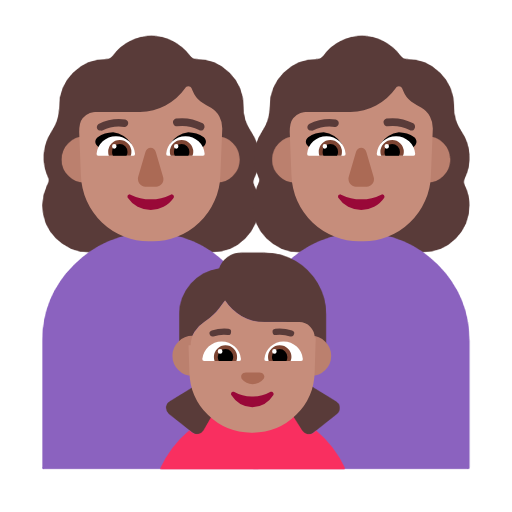 Família - Mulher: Tom de pele médio, Mulher: Tom de pele médio, Menina: Tom de pele médio para Microsoft Windows 11 24H2 August 2025 Update
