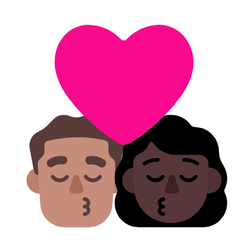 Поцілунок-чоловік: середній тон шкіри, жінка: темний тон шкіри для Microsoft Windows 11 24H2 August 2025 Update