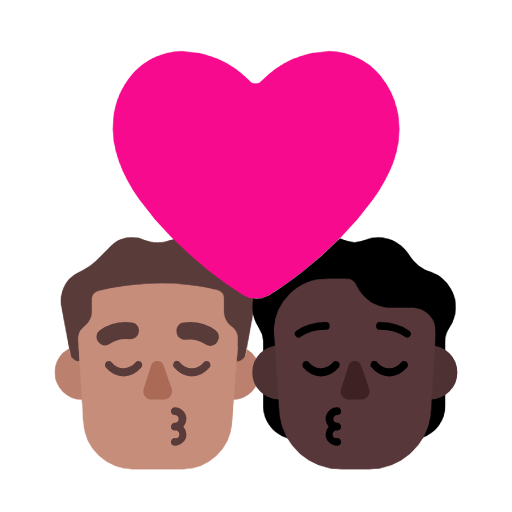 Поцілунок: чоловік, Людина, середній тон шкіри, темний тон шкіри для Microsoft Windows 11 24H2 August 2025 Update