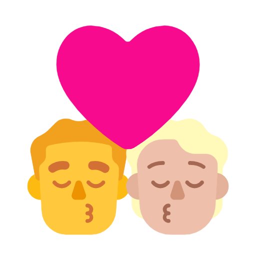 Поцілунок: чоловік, Людина, без тону шкіри, середньо-світлий тон шкіри для Microsoft Windows 11 24H2 August 2025 Update