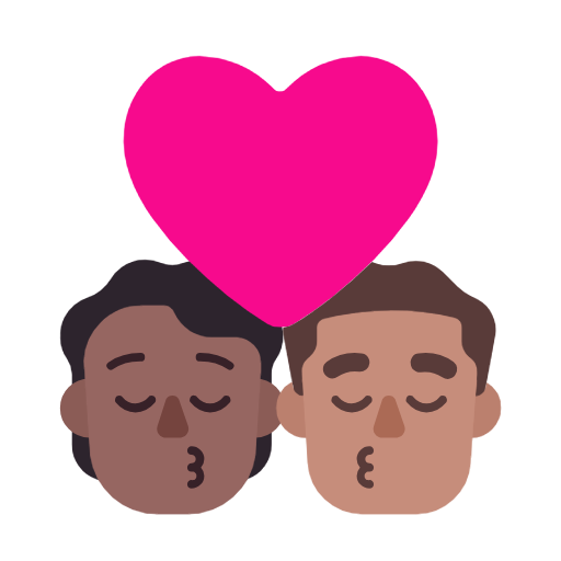 Поцілунок: людина, чоловік, середньо-темний тон шкіри, середній тон шкіри для Microsoft Windows 11 24H2 August 2025 Update