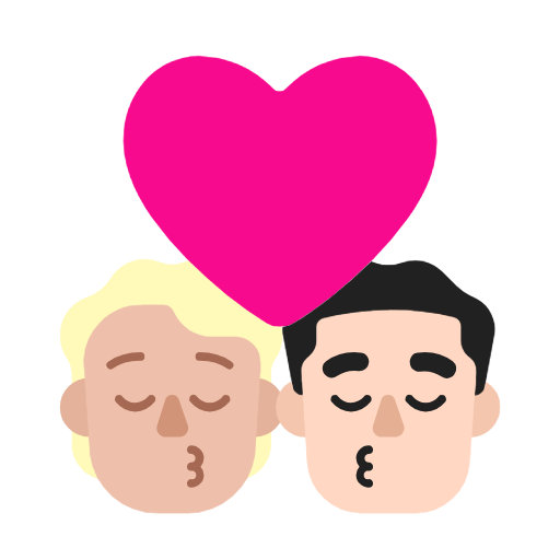 Beijo: Pessoa, Homem, Tom de pele médio-claro, Tom de pele claro para Microsoft Windows 11 24H2 August 2025 Update